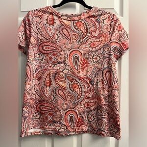 Women’s Paisley Print Shirt - Orange and Brown Medium